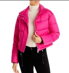 Aqua Womens Pink Quilted Short Coat Puffer Jacket Outerwear Small - Picture 1 of 4