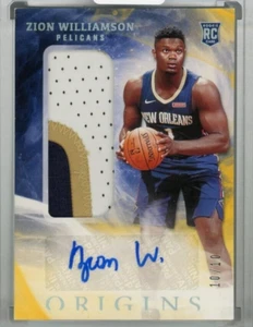 Camiseta deportiva de novato Panini Origins Zion Williamson 2019-20 parche automático RPA RC/10 dorada - Imagen 1 de 2