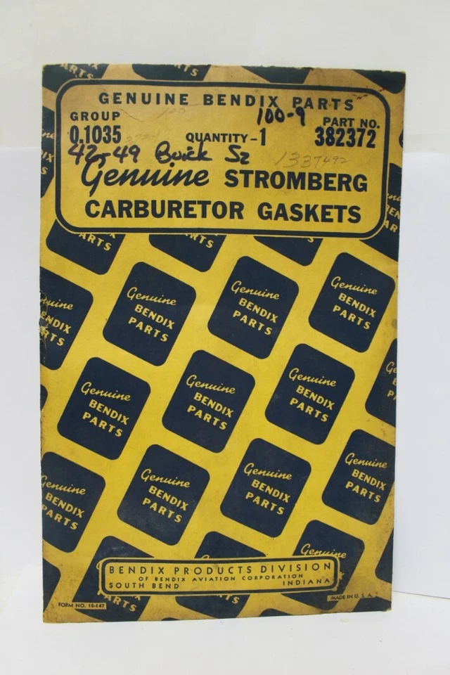 Juntas de carburador Stromberg Bendix vintage parte no. Buick 382372 1942-49 (637) Foto 1 de 1