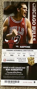 Toronto Raptors @ Chicago Bulls 2010 NBA Ticket Stub mit Joakim Noah - Bild 1 von 1