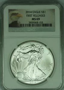2014 ASE Silver Eagle $1 First Releases, NGC MS 69 - Picture 1 of 2