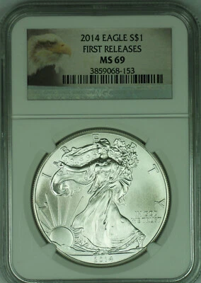 2014 ASE Silver Eagle $1 First Releases, NGC MS 69 - Image 1 of 2