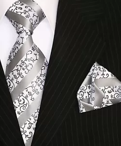 Binder de Luxe Diseñador Corbata Juego Corbatas Corbata 157 Plata 2 Piezas - Imagen 1 de 4