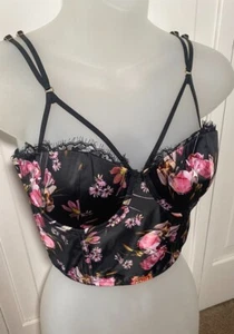 VICTORIA'S SECRET Very Sexy Lightly Lined Strappy Bra Bustier Blk Floral 32D NWT - Bild 1 von 6
