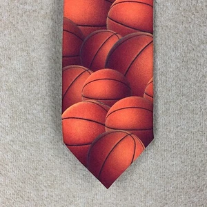 Vintage Ralph Marlin Basketball Tie '95 "Just Balls" Orange Classic Necktie 3.5" - Picture 1 of 11