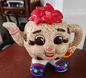 Fitz & Floyd Cookie Teapot Jar Anthropomorphic Face Vintage RARE Exc Condition - Picture 1 of 9