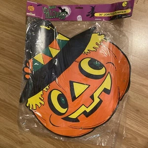 Vintage NOS 1995 Halloween 36” Pumpkin scarecrow Jointed Paper Decoration - Picture 1 of 3