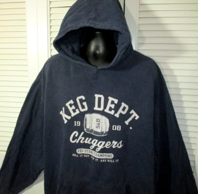 Vtg STEVE & BARRY'S Hoodie~KEG DEPT Chuggers~Men's Classic XXL (3XL)~Used - Image 1 of 4