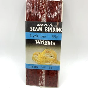 Chili Wrights Flexi-Lace Seam Binding 3/4" Wide 3 yds 88 Chili 116 305 VTG 1983 - Picture 1 of 4