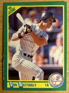 1990 Score Don Mattingly Baseball Card #1 Yankees 1B Low-Grade Poor Bad Edge