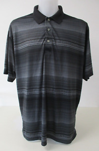 BEN HOGAN Polo Shirt, Short Sleeve, Grey Black Stripes, XX Large, Fits 52" Chest
