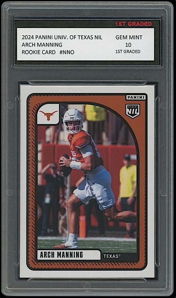 Arch Manning 2024 Panini University Of Texas 1st Graded 10 NIL NCAA Rookie Card - Image 1 of 1