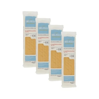 Massa DeLallo Capellini, 1 lb. Bolsa, Cabelo de Anjo, Feita na Itália, Durum (Pacote com 4) - Imagem 1 de 4