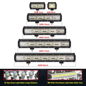 9''/12''/15''/17''/20'' LED Work Light Bar Flood Spot Combo Driving Fog Lamp - Picture 1 of 43