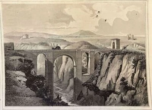 NUOVO PONTE PRESSO CIVITA CASTELLANA 1830 CIRCA ACQUAFORTE VITERBO - Picture 1 of 2