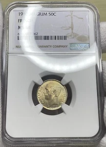 Moneda de plata Bélgica 1910 50 céntimos en francés BELGES elección BU NGC MS64 Top Pop - Imagen 1 de 3