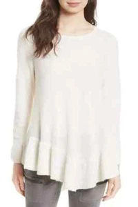 Joie Tambrel N Wool & Cashmere Asymmetrical Ruffle Tunic Sweater Ivory XS - Picture 1 of 17