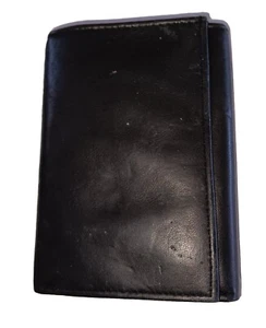 John Weitz Leather Tri-fold Wallet, Black - Picture 1 of 3