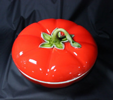 Majolica Stoneware Tomato Covered Dish Made In Italy - Tomato Shaped - ***EUC***
