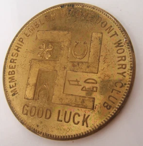 1920’s GOOD LUCK TOKEN DON’T WORRY CLUB THE BERGHOFF FORMERLY GIES’S DETROIT MI - Picture 1 of 4