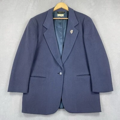 Vintage L.L. Chaqueta Blazer Bean para Mujer 14R Azul Sólido Hecha en EE. UU. Clásica Preppy Foto 1 de 4