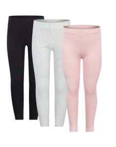 Girls Elasticated Waist Full Length 100% Cotton Stretchy Skinny Fit Leggings - Picture 1 of 10