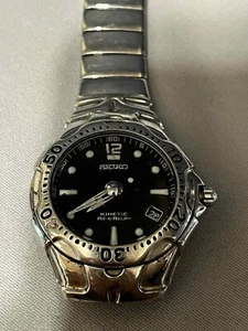 VINTAGE SEIKO KINETIC AUTO RELAY 5J22-0A50 FOR PARTS OR REPAIR WATCH Not Tested - Picture 1 of 8