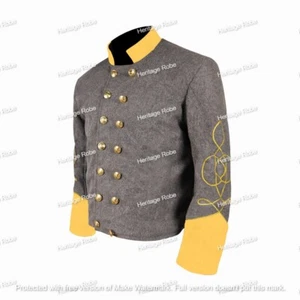 US Civil War Confederate Shell Jacket Grey Double Breasted Yellow Cuff Collar - Picture 1 of 10