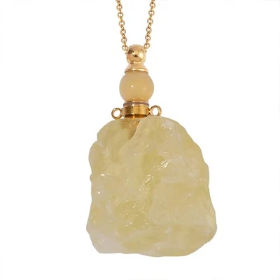 Smoky Quartz Perfume Bottle Pendant in Goldtone with ION Plated Yellow Gold - Image 1 of 4