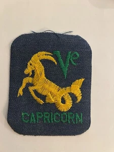 Embroidered Capricorn Zodiac Patch Iron-On Denim Applique - Picture 1 of 3