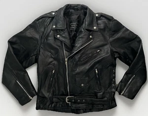 Vintage 70s Indian Leather Design Motorcycle Jacket Lined EUC Size Large - Picture 1 of 21
