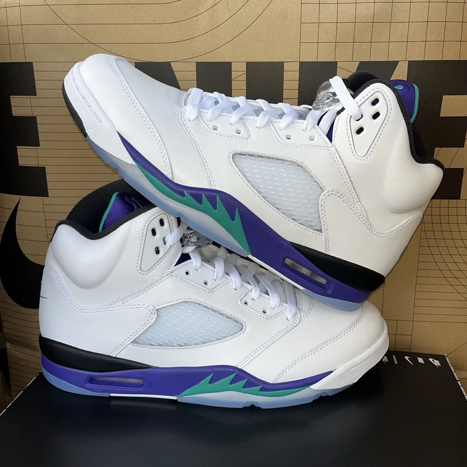 NUEVO Nike Air Jordan 5 Retro Uva 2025 Cuero Blanco NBY HQ7978-100 Talla 11.5 Foto 1 de 4