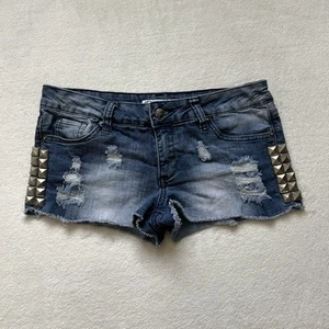 Women’s y2k Scene Studded Low Rise Denim Mini Shorts Hot Topic Size 5/7 - Picture 1 of 5