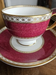 Wedgwood Ulander Pulver Rubin Trio Tasse Beutel Beilagenteller. Sehr guter Zustand - Bild 1 von 8