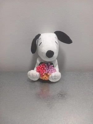 Hallmark Snoopy Peanuts Stuffed Animal Plush with Flowers 2022 Toy 7" - Image 1 of 4