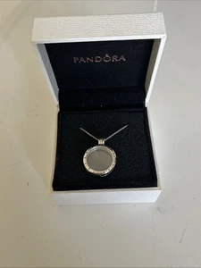 Authentic Pandora 🌟 2cm Floating Locket Pendant & Short Necklace 🌟 925ALE - Picture 1 of 10