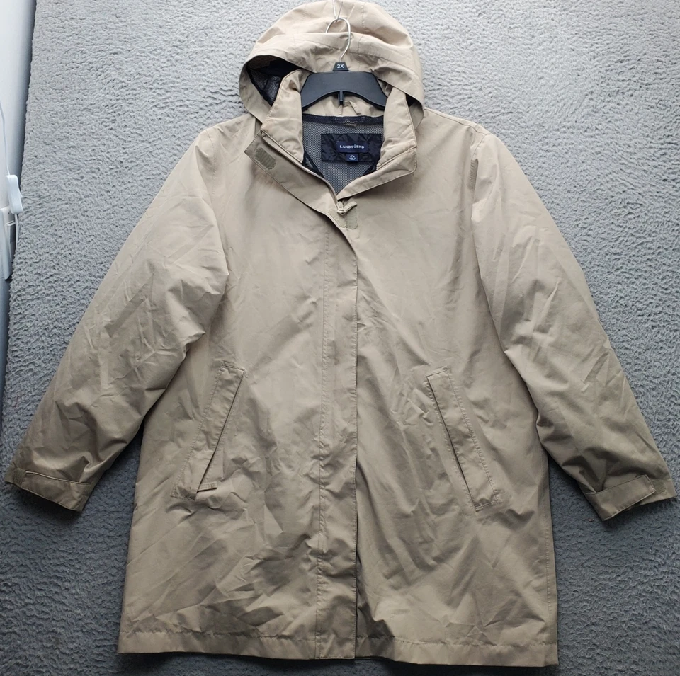 Lands' End Windproof Coat Womens Large Brown Lined Gore-Tex Hooded Inside Zip - Image 1 of 4