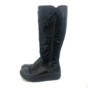 Fitflop Superboot Leather Boots Tall Black Wobbleboard Technology Women Sz 7 - Picture 1 of 10