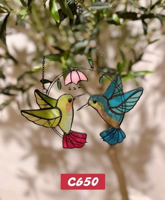 Украшение из витражного стекла колибри. Отличный подарок на любой случай - Изображение 1 из 4
