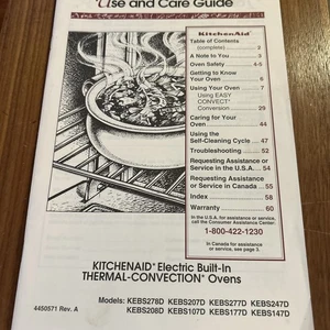 KitchenAid Use And Care Guide Electric Built In Thermal Convection Ovens - Picture 1 of 2