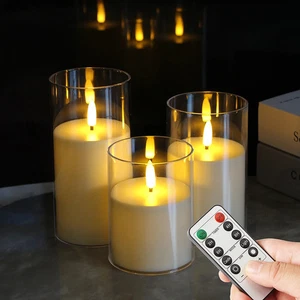 LED Kerzen 3er Set Flammenlos Warmweiß Lichtdeko – lt;60 – Trocken batterie PVC - Bild 1 von 10