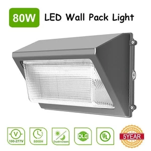 80W LED Outdoor Wall Pack Light Garden Security Lights IP65 Waterproof Photocell - Picture 1 of 15