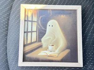 Target Bullseye's Playground Halloween 2025 Ghost Framed Coffee Wall Art 8"x8" - Picture 1 of 2