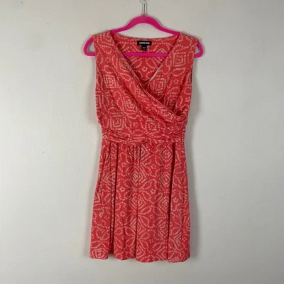Vestido para mujer Lands' End estampado coral sin mangas imitación envolvente talla M pequeño cuello en V Foto 1 de 4