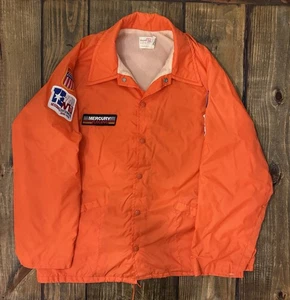 Vintage Mercury Outboards Boats Windbreaker Button Jacket Size XL Orange Rare - Picture 1 of 8