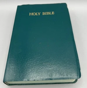 Holy Bible New King James Version Red Letter 1982 Nelson 412TL  GREEN - Foto 1 di 20