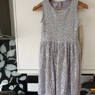 Vestido Monzón Niñas Gris Lentejuelas Ocasión Boda Fiesta Baile de graduación Edad 10 140 cm Foto 1 de 4