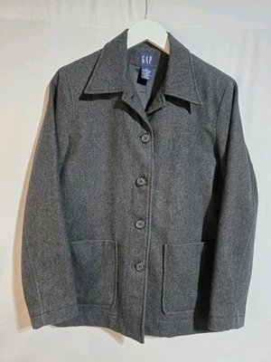 Abrigo GAP Gris Mezcla Lana Mujer Talla Pequeña Botón Frontal Chaqueta Foto 1 de 4