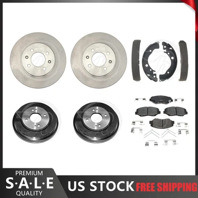 For 2013 Honda Fit Front Brake Rotors & Ceramic Pads + Rear Brake Drums & Shoes - Изображение 1 из 4