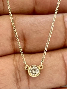 Collier 14kt Gelbgold 0,45 kt Diamant. 19 Zoll (K40) - Bild 1 von 10